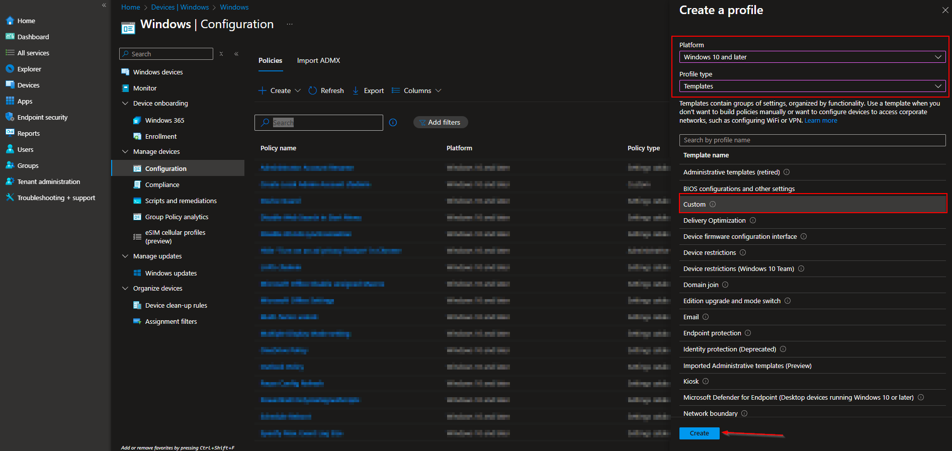 Configuring first unlock factor OMA-URI (GroupA)
